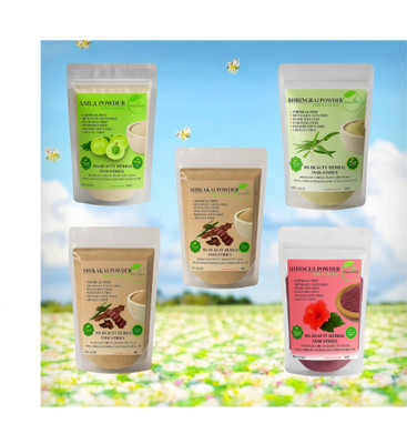 Beautoherb Shine Amla Reetha Shikakai Bhringraj Hibiscus powder For Hair 5 pack(250 g)