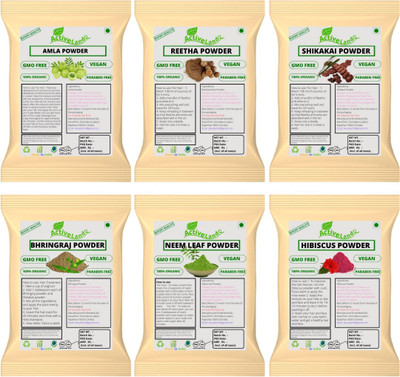 Activeland Amla Reetha Shikakai Bhringraj Hibiscus & Neem Powder for Hairs (70gm/Each)(420 g)