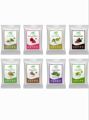 Manaali Naturals Henna,indigo, Amla Reetha Shikakai, Bhringraj ,Hibiscus, BrahmiPowder(50gm Each)(400 g)