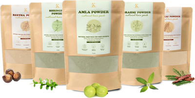 KIMAYRA Amla, Bharmi, Bhrigraj, Shikakai, Reetha Powder | Hair Care Combo Pack -75g Each(375 g)
