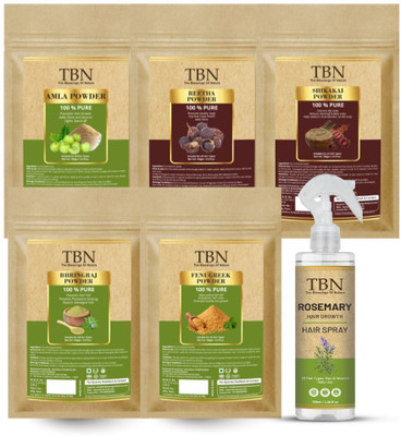 TBN Amla, Bhringraj, Shikakai, Reetha, fenugreek Powder & Rosemary Water Spray(600 g)