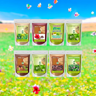 Beautoherb Combo Amla,Reetha,Shikakai,Bhringraj,Hibiscus,Brahmi,Indigo,Henna colour(397 g)