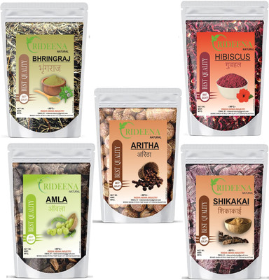 Rideena Dry Amla Reetha Shikakai Bhringraj Hibiscus Raw (100x5=500)(500 g)