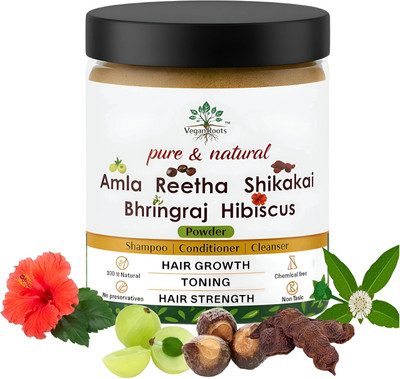 VEGAN ROOTS Amla Reetha Shikakai Bhringraj Hibiscus Powder 250g for Hair(250 g)
