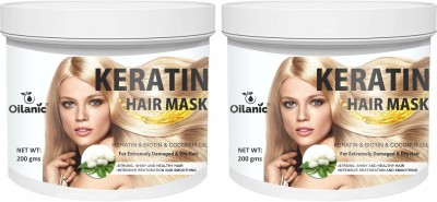 Oilanic Keratin Hair Mask For Damage Repair Hair,Silky & Smoothing Hair Pack of 2 200Gm(400 g)