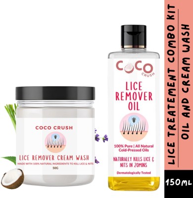 COCO CRUSH Ayurvedic Anti-Lice Treatment: Lice Removal Oil, 100ml and Lice Cream Wash, 50g(150 g)