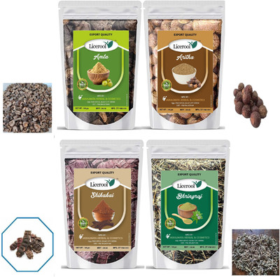 Licerool New Amla aritha Shikakai bhringraj Raw(400 g)