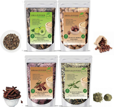 Beautoherb Amla reetha shikakai bhringraj raw combo pack for healthy hair(400 g)