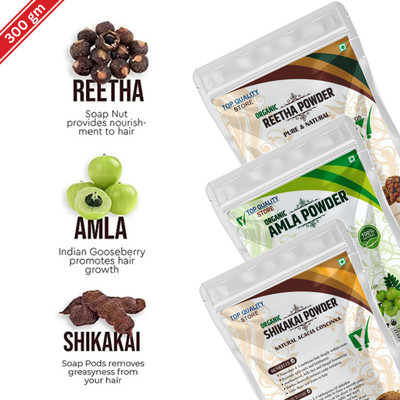 Top Quality Store Amla, Reetha & Shikakai Powder for Healthy Hair | Organic Hair Growth Combo(300 g)