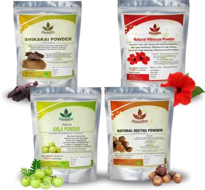 Havintha Amla Reetha Shikakai & Hibiscus Powder For Hair - Each 100 gm (Como pack of 4)(400 g)