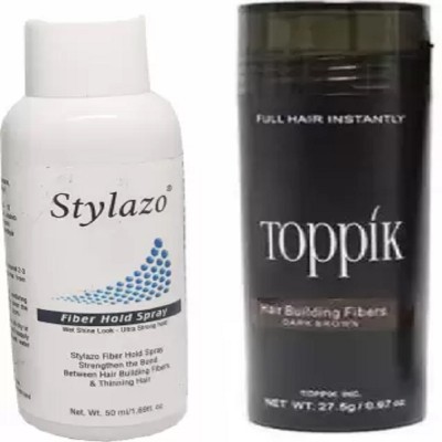 Stylazo Hair Building Fiber Powder 27.5 gram + 50 ml . hold spray 1285 BOTTLE Hair Volumizer HAIR(77.5 g)