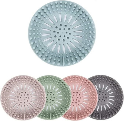 Maune Hub Silicone Hair Catcher Drain Cover (pack of 5) Hair Wash Basin(Multicolor)