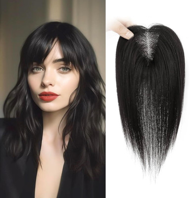 Blushia Topper In 2 Snap Clip for Women | Synthetic Topper Black Hair Extension