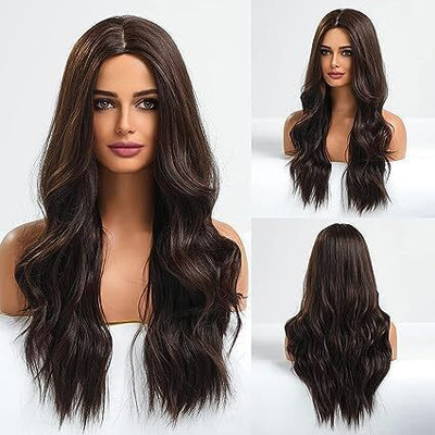 Getvock Full Head  Wig For Women (Brown) Curly And Synthetic  Hair Extension