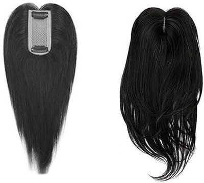 TRESS Slip Based 2 Clip  Topper Extension/Crown  Closure Black Hair Extension