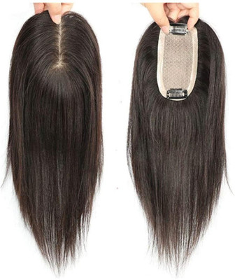 HFI Woman's Topper Natural Black looking Smart  Patch Wig Easy Fit Clip in Scalp Hair Extension