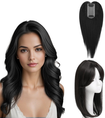 D-DIVINE Women Toppers Invisible Seamless 2 Clip in Extension (Black)  Extension Hair Extension