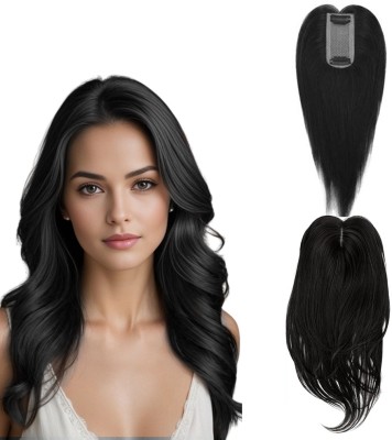 VIVIAN 2 Clip Matt hair Topper, piece/ Extensions (Black Color) Hair Extension