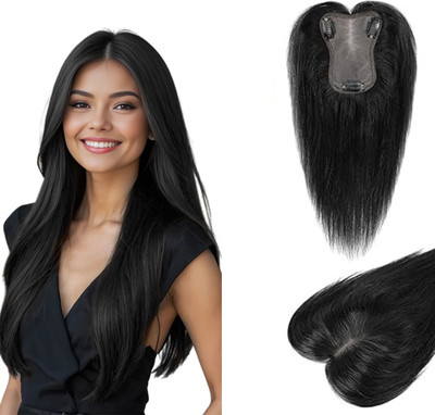 VIVIAN Women  Toppers Invisible Seamless 3 Clip in  Extension (Black) Hair Extension