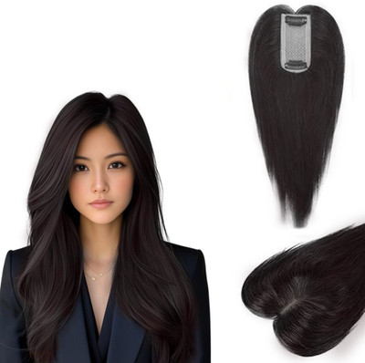 D-DIVINE 2 Clip Matt hair Middle Partition Straight Synthetic  Topper (Brown Color) Hair Extension