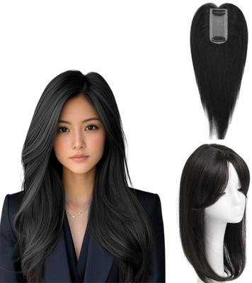 D-DIVINE 2 Clip Matt  Topper  Extensions for Women (Black Color) Hair Extension