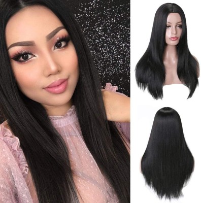 tressed up hair hair wig black long center part straight Hair Extension