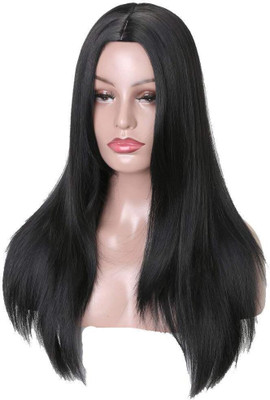 SAMYAK Natural looking full head long straight middle partition heat resistant Hair Extension