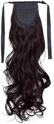 Getvock Ribbon 24 Inch  3/4 Full Head Curly Wavy Synthetic  Brown Hair Extension