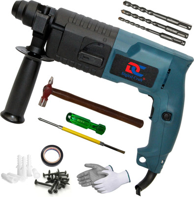 Digital Craft Heavy-Duty Copper Motor Drill Set with Multi-Tool Kit for Home Projects 20mm Hammer Drilling Machine,2 In 1 Screw Driver,Hammer 200 gm Rotary Hammer Drill(20 mm Chuck Size, 800 W)