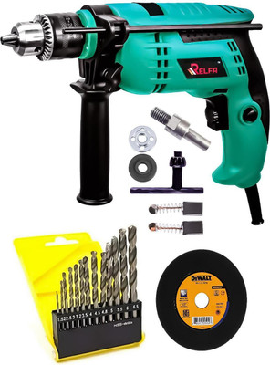 Mamodiaz Relfa RF-ED-13RE Heavy Duty Hammer Drill Machine & 13pc hss drill Bit With Iron Cutting & Complete set Hammer Drill(13 mm Chuck Size, 650 W)
