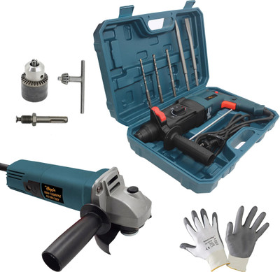 Hillgrove HGCM1040M3 26mm Hammer Impact Drill Machine Forward/Reverse Rotation with 100MM Angle Grinder,Drill Chunk(13mm) for Making Holes in Metal/Wood/Concrete HMC36 Rotary Hammer Drill(26 mm Chuck Size, 1200 W)