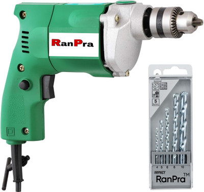 RanPra 10 MM POWER DRILL WITH 5 PCS DRILL BITS Pistol Grip Drill(10 mm Chuck Size)