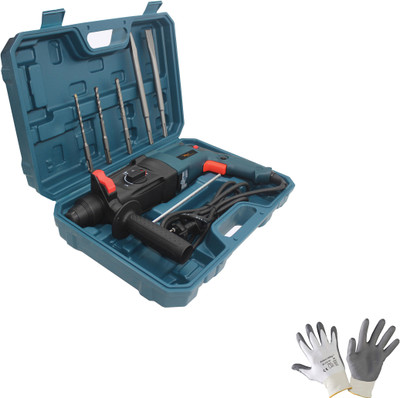 Hillgrove HGCM1030M2 All Purpose 26mm Hammer Impact Drill Machine Forward/Reverse Rotation with Safety Gloves & SDS Plus Bits for Making Holes in Metal/Wood/Concrete MHC5 Hammer Drill(26 mm Chuck Size, 1200 W)