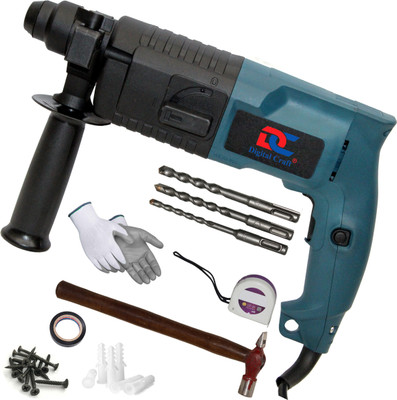 Digital Craft Heavy-Duty Copper Motor Drill Set with Multi-Tool Kit for Home Projects 20mm Hammer Drilling Machine,Tape 3Mtr,Hammer 200 gm Rotary Hammer Drill(20 mm Chuck Size, 800 W)