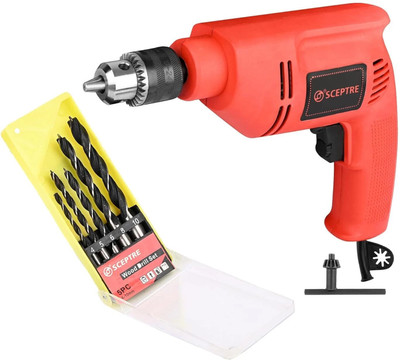 Sceptre 10mm Corded Electric Hammer Drill 2600 RPM, 400W Variable Speed, Reversible, Drill Machine with 5 Pcs Wood Drill Bits Set Hammer Drill(1 mm Chuck Size, 400 W)