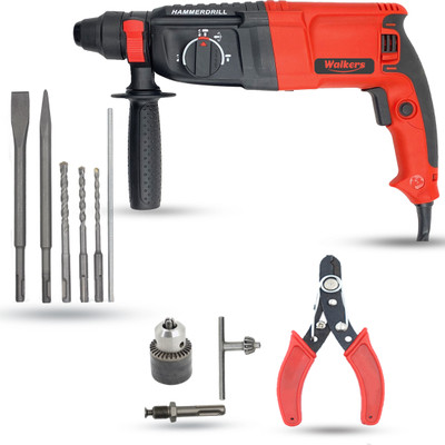 Walkers WKCB396M1 26mm Hammer Impact Drill Machine Forward/Reverse Rotation with 5Pcs SDS Plus Bits for Making Holes in Metal/Wood/Concrete Hammer Drill WKCB396M1 Hammer Drill(26 mm Chuck Size, 1200 W)
