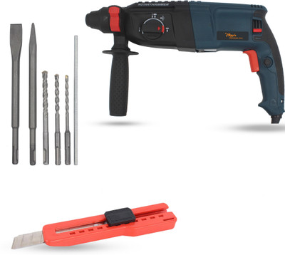 Hillgrove HGCM760M1 26mm Hammer Impact Drill Machine Forward/Reverse Rotation with 5Pcs SDS Plus Bit for Making Holes in Metal/Wood/Concrete Hammer Drill HGCM760M1 Hammer Drill(26 mm Chuck Size, 1200 W)