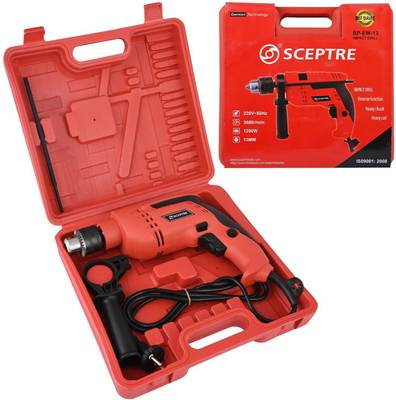Sceptre SP-EM-13 Impact Hammer Drill Machine, Forward Reverse Switch with Reversible Hammer Driver & Variable Speed Screwdriver with Highly Durable Powerful Motor Hammer Drill