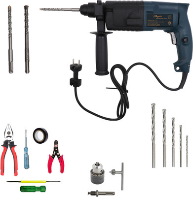 Hillgrove HM16M1 20mm Hammer Drill Machine Forward/Reverse Rotaion with 5Pcs Hand Tool Kit Chunk(13mm),SDS Adapter,5Pcs Masonry Drill Bit Set For Drilling HGCM1019 Hammer Drill(20 mm Chuck Size, 750 W)
