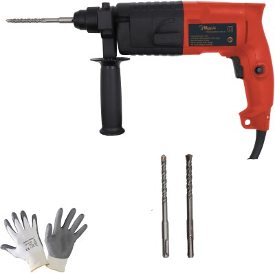 Hillgrove HGCM1018M2 All Purpose 20mm Hammer Impact Drill Machine Forward/Reverse Rotation with Safety Gloves and 3 Bits for Making Holes in Metal/Wood/Concrete HMGC1002 Hammer Drill(20 mm Chuck Size, 750 W)