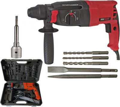 Inditrust 200mm Rod Heavy Duty 26mm Electric Hammer Corded Drill Machine Multi-function Electric Industrial Power Tools Concrete Impact Drill Bit With 5Pc SDS Bit 50MM Concrete Bit Power Tool Kit Hammer Drill(26 mm Chuck Size, 1200 W)