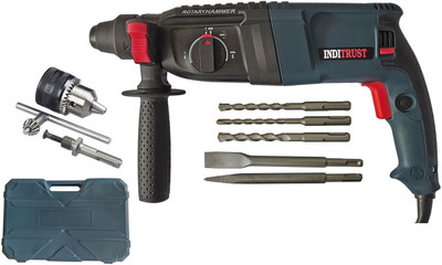 Inditrust Machine with 3 SDS Bits,2 Chisel,13mm Drill key and Adapter set Drill Machine with 3 SDS Bits,2 Chisel,13mm Drill Chuck key and Adapter set Rotary Hammer Drill(26 mm Chuck Size, 1250 W) Inditrust Machine with 3 SDS Bits,2 Chisel,13mm Drill key and Adapter set Drill Machine with 3 SDS Bits,2 Chisel,13mm Drill Chuck key and Adapter set Rotary Hammer Drill(26 mm Chuck Size, 1250 W)