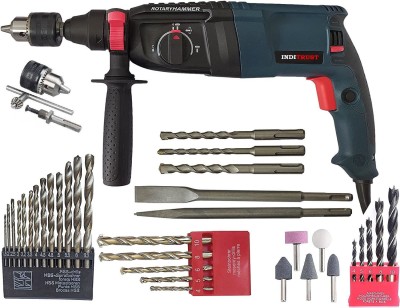 Inditrust 1250W 6 Months warranty BLUE 26mm Electric Hammer Machine with 5pc bit and drill chuck & Adaptor 13pc HSS 5pc Masonry 5pc Wood Stone BLUE Rotary Hammer Drill(26 mm Chuck Size, 1250 W)