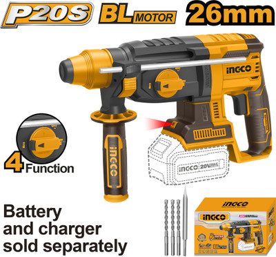 INGCO Lithium-ion without Battery and Charger Cordless CRHLI20228 Rotary Hammer Drill(26 mm Chuck Size, 1000 W)