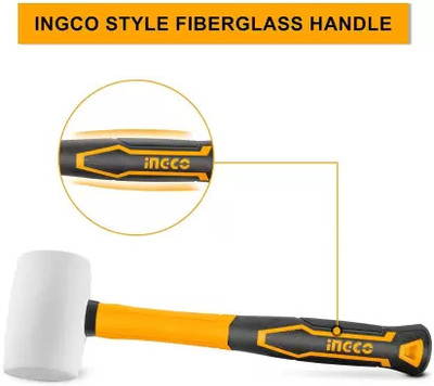 INGCO HRUH8308 Rubber Hammer Unique Design Fiberglass Handle Ball Peen Hammer Dry-wall Hammer(0.22 kg)