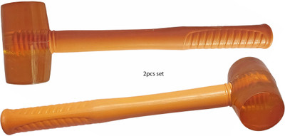 Inditrust 2pc Professional Orange Rubber Mallet Hammer soft Grip Hand Plastic Mallet(0.35 kg)