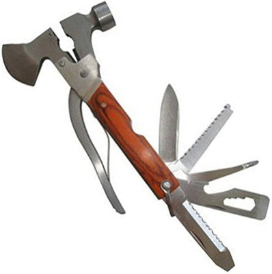 uptodateprouducts Mini Ax Portable Stainless Steel Construction Wood Inlay Handle Multitool Axe Outdoor Camping Hammer Hatchet Tool Hand Tools Multi Functional Hammer Axe Hand Tool Kit Speciality Hammer(0.39 kg)