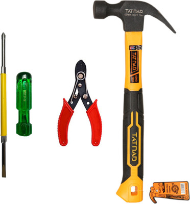 Digital Craft Multipurpose 500g Hammer, Wire Stripper & Reversible Screwdriver Hand Tools for Woodworking, Carpentry & Household Nail Tasks Straight Claw Hammer(0.5 kg)