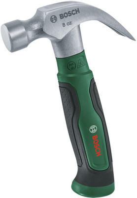 BOSCH 225G Claw Hammer Precise Carbon Steel Head Ergonomic Soft Grip Handle, V-Shaped Claw For Easy Nail Removal Curved Claw Hammer(0.225 kg)