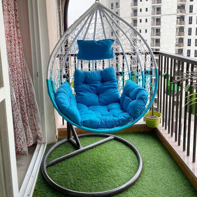 SPYDER HOME DECORE Single Seater Swing chair With Stand And Cushion For Adult Iron Hammock(Blue, DIY(Do-It-Yourself))